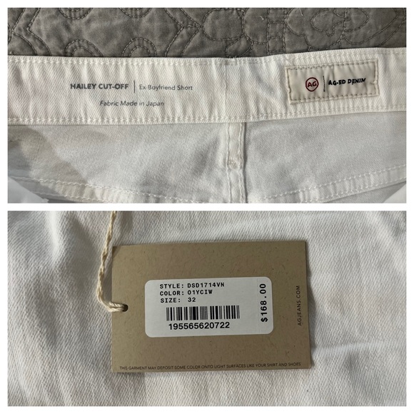 NWT AG-ED Hailey Cutoff White Boyfriend Denim Stretch Shorts Size 32 - Picture 11 of 15